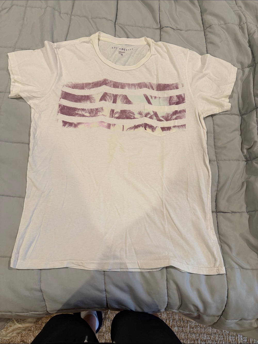 Sol Angeles Cream Tee with Purple Logo Print